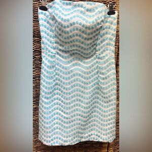 Lilly Pulitzer-Leavens Top Notch Sleeveless White‎ Dress w/blue pattern,Size: 6